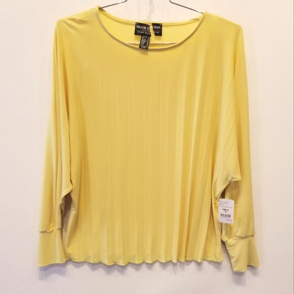 Frank Lyman New Yellow Tunic Top Pleated Long Sleeve Blouse Size 8 - Picture 2 of 14